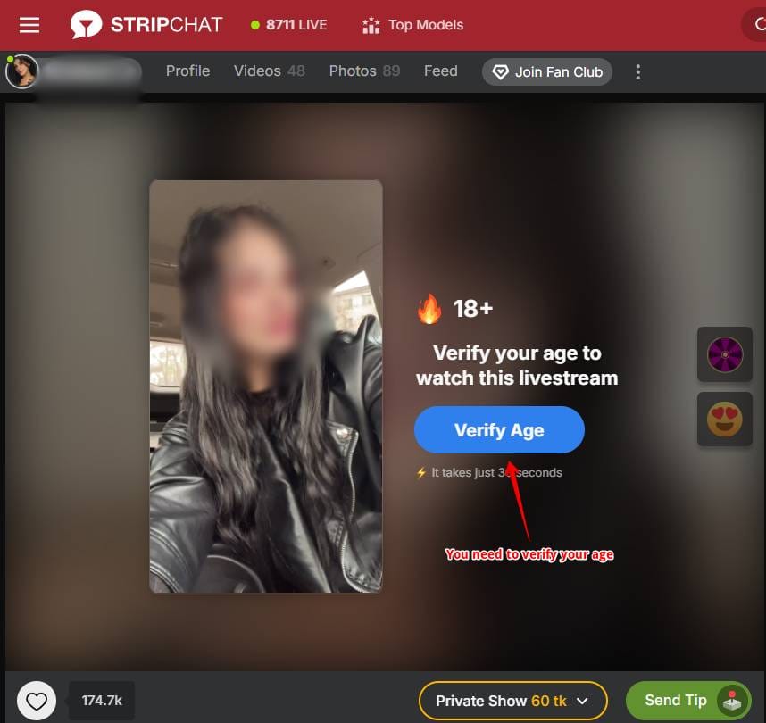 Sign up and Verify on StripChat to Buy Tokens