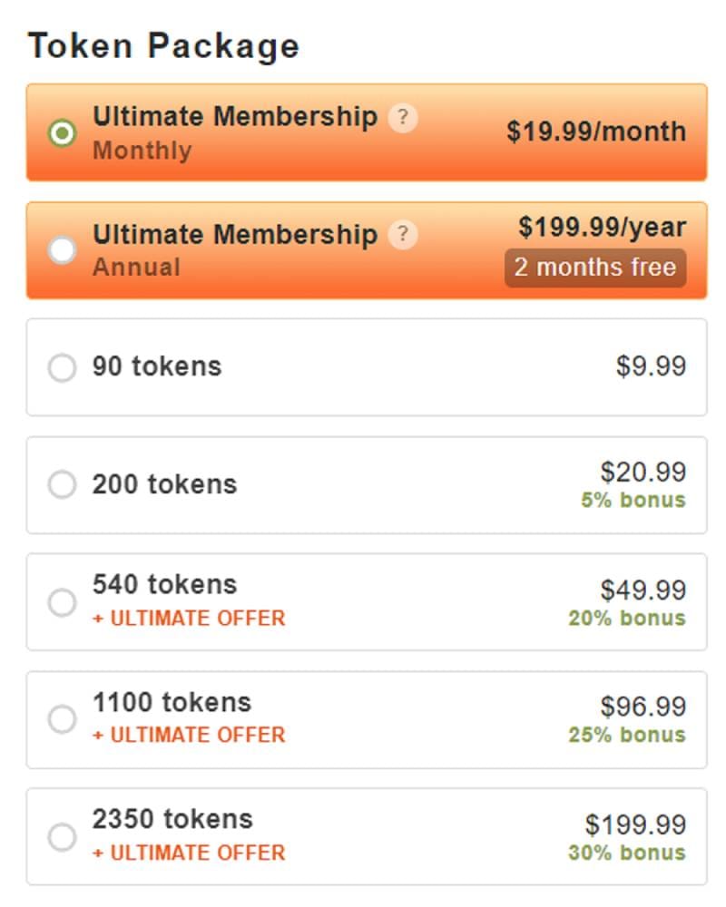 Token Pricing on StripChat