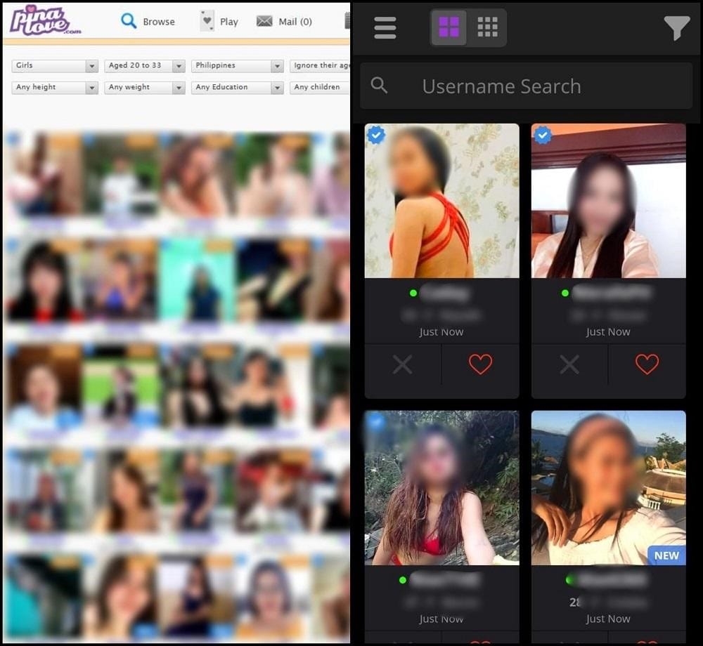 PinaLove App vs Desktop