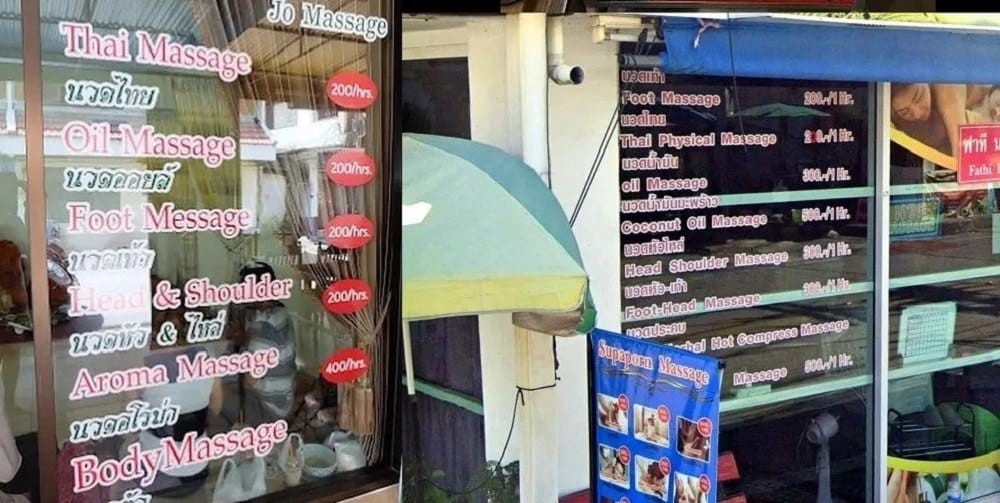 Prices in Small Massage Shops in Thailand