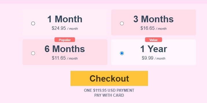 Subscription Pricing on PinaLove
