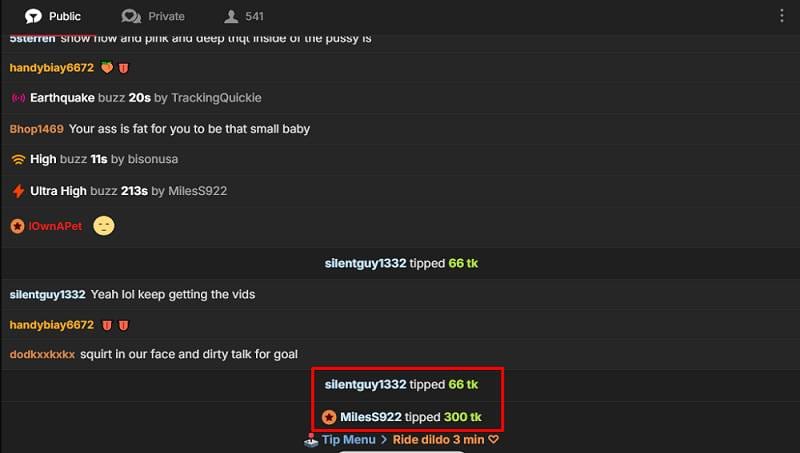Tipping on StripChat