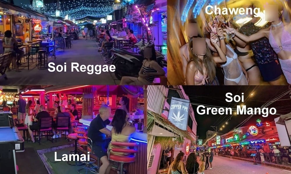 Lamai, Soi Green Mango, Soi Reggae and Chaweng